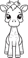 Colouring page for kids toddler and toddlers, minimal cute girraffe illustration one thick single outline drawing artwork