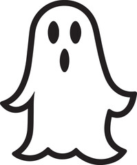 Colouring page for kids toddler and toddlers, minimal cute ghost illustration one thick single outline drawing artwork