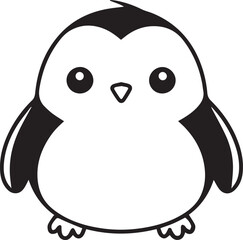 Obraz premium Colouring page for kids toddler and toddlers, minimal cute penguin illustration one thick single outline drawing artwork