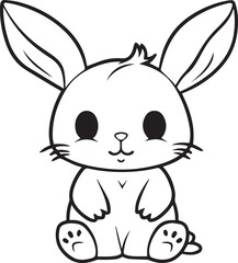 Colouring page for kids toddler and toddlers, minimal cute rabbit illustration one thick single outline drawing artwork