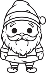 Colouring page for kids toddler and toddlers, minimal cute Christmas santa illustration one thick single outline drawing artwork
