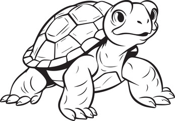 Colouring page for kids toddler and toddlers, minimal cute turtle illustration one thick single outline drawing artwork