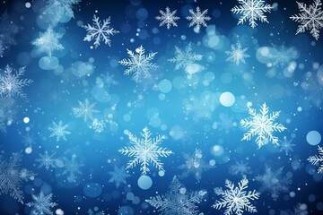 Fototapeta na wymiar Abstract blue background with snowflakes and crystals, representing winter. Generative AI