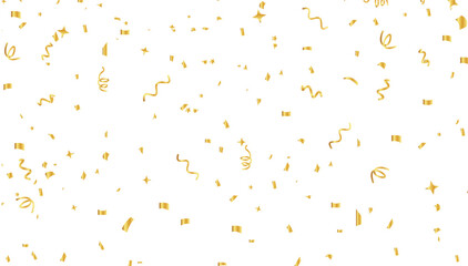  Falling golden confetti isolated on transparent background.