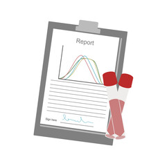 The picture represents the diagnosis report that shows the analysis result, sample test tube and scientist signature for result certification.