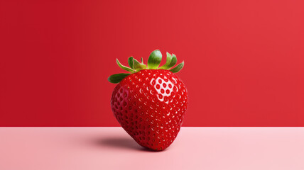 Vibrant Red Strawberry with Minimalistic Aesthetic