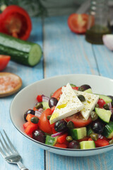 A bowl with traditional Greek salad Horiatiki