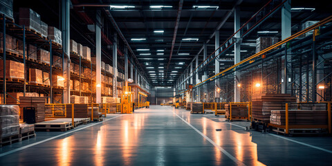  High-tech warehouse with a high level of electronics, equipped to store and sort goods