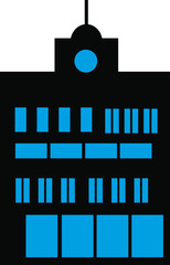 Landscape  of building silhouetted . A black outline of low-rise and high-rise complexes and skyscrapers.