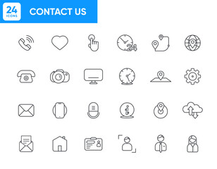 Simple Line Flat Set of Business Communication Related Vector Line Icons. Contains such Icons as Meeting, Presentation, Conference Call, Agreement, Chat and more