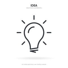 Light lamp bulb icon. Idea sign solution thinking concept symbol. Lighting Electric sign. Electricity, shine icon. Trendy Flat style for graphic design for UI UX website mobile app