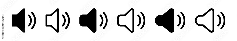 Poster audio speaker volume icon set. web video sound icons audio voice symbol for media music app - sound 