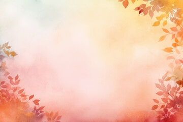 Naklejka na ściany i meble Simple aesthetic autumn inspired autumn watercolor background with leaves and nature elements.