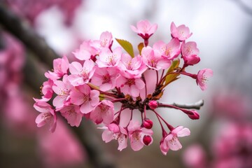 closeup of cherry blossom flowers on a tree in a nature park outside