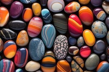 Obraz na płótnie Canvas a collection of colorful, smooth, and uniquely shaped pebbles