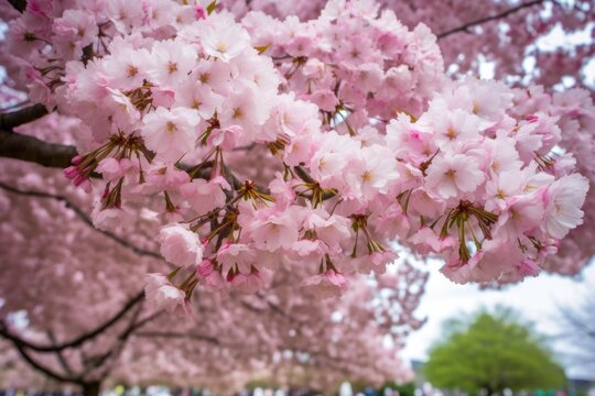 closeup of a flowering cherry blossom tree