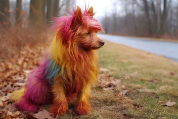 a dogs fur styled and colored with non-toxic dyes