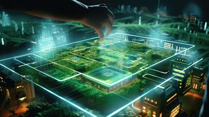 Digital Agricultural Biotechnology Holographic plant concept for biotechnology or bioengineering.