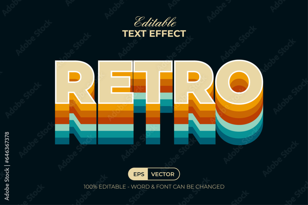 Poster retro text effect colorful layered style. editable text effect.