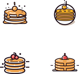 cake with peach colored flat vector style logo icon set