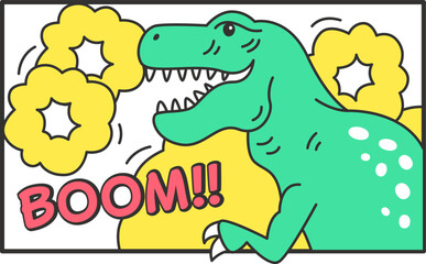 Tyrannosaurus Pop Comic Sticker