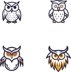 a night owl logo style vector elements set