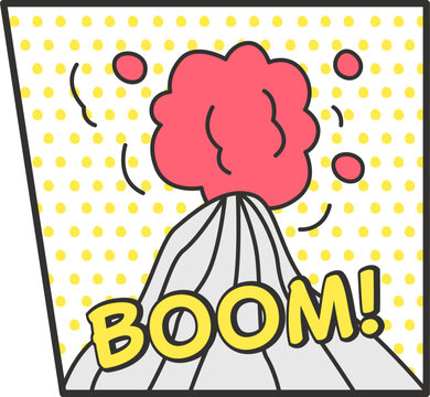 Volcano Explosion Pop Comic Sticker