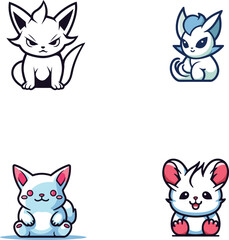 cute kawaii style animal vectors