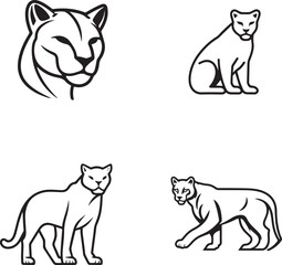 wild tiger thick outlined silhoutte pack