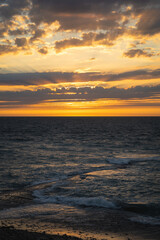 Naklejka premium Beautiful sunset from the Whales Lighthouse (Phare des Baleines) on Île de Ré in France
