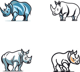 a cute rhinoceros logo style vector minimal elements pack