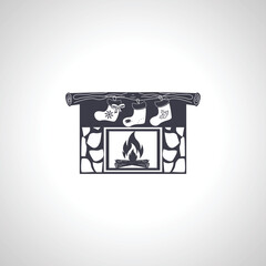 christmas Fireplace isolated icon on white background