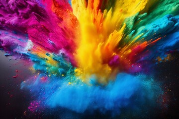 Vibrant spray paint depicting a colorful rainbow spectrum. Generative AI
