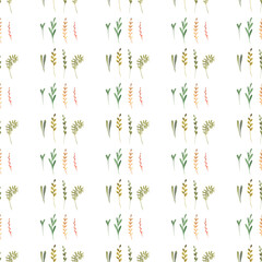 watercolor pattern with twigs, gifts of the forest, a cozy pattern with natural motifs