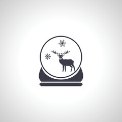 snow globe with reindeer isolated icon on white background