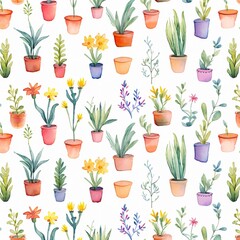 Watercolor Plants Pattern