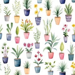Watercolor Plants Pattern