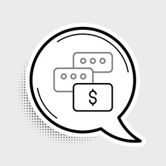 Obraz premium Line Real estate business concept with speech bubbles icon isolated on grey background. Colorful outline concept. Vector