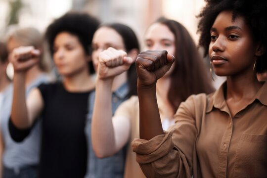 Cropped Shot Of A Group Of People Holding Up Their Fists In Solidarity