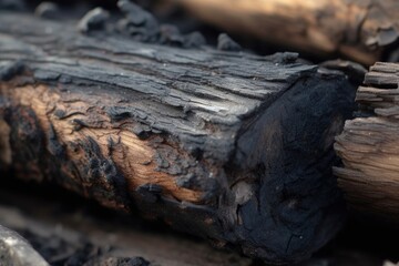 Fototapeta na wymiar close-up of charred wood and ash remains
