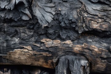 close-up of charred wood and ash remains