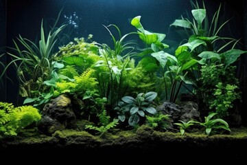 freshwater plants being rearranged in aquarium