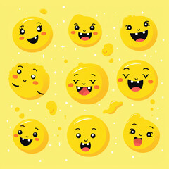 Cute smiley set - ai generative