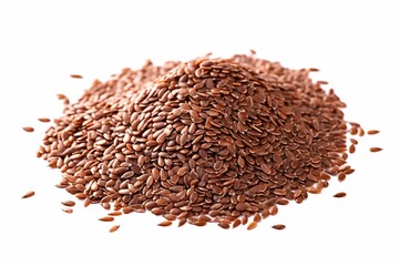 Pile of flaxseeds on transparent background. Generative AI