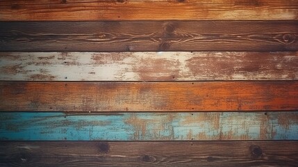 Overhead view of old dark brown wooden table, Wood texture background. Top view of vintage wooden table with cracks
