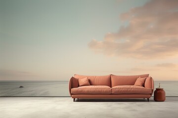 Contemporary couch on a separate backdrop. Generative AI