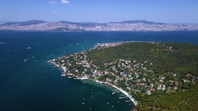 Aerial view on Prince Islands in the Sea of Marmara near Istanbul Turkey
