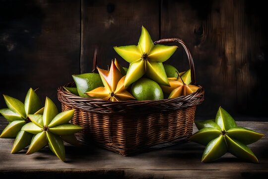 basket with star fruit