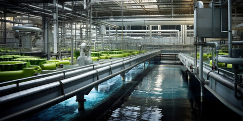 industrial wastewater treatment plant in the process of purifying water before it is discharged