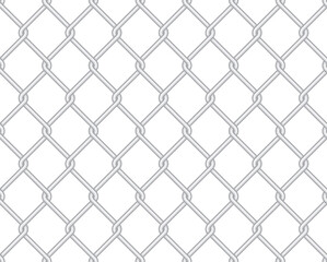 Seamless vector texture 3D grey wire fence. White background
